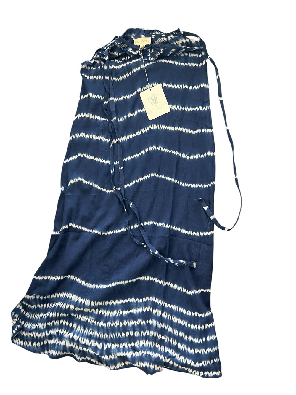 Ex Voto Vintage Maxi Blue Tie Dye Iris Sundress Boho Style - Picture 2 of 8